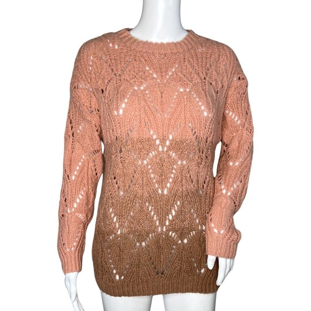 Heartloom Sweater Womens Medium Pink Ombre Open Knit Comfy Casual Bohemian